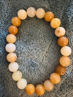 Natural Brown and Cream Stone Beaded Stretch Bracelet